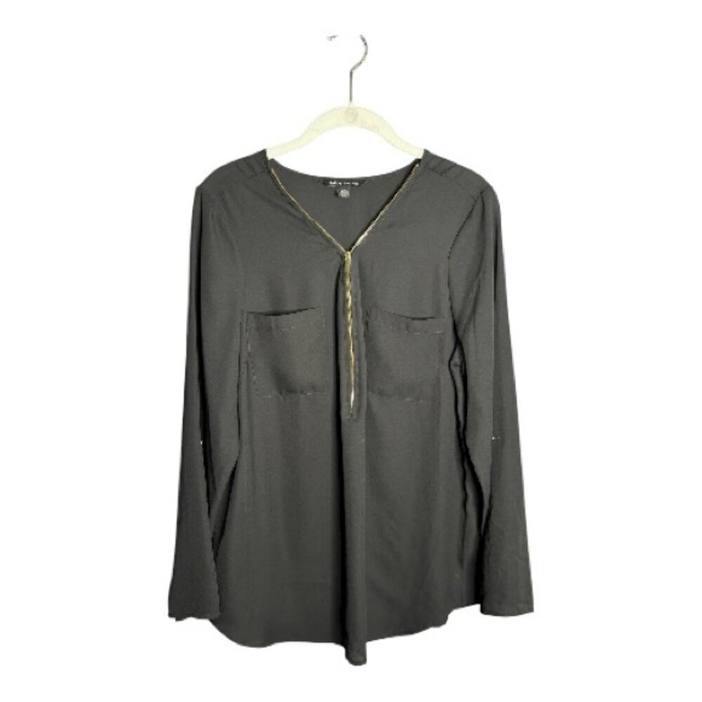 Zac & Rachel Black Zipper Tunic Blouse Large
